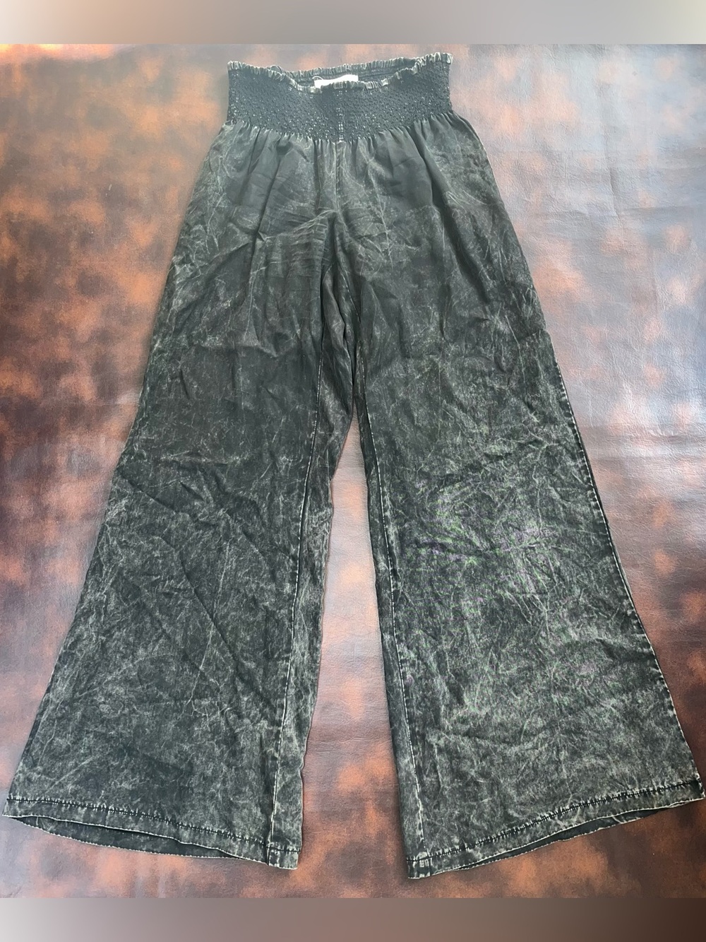 Black Swan Distressed Palazzo Flare Pants Pull On EUC Black Boho Gypsy SM